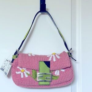 FENDI Knit Floral baguette